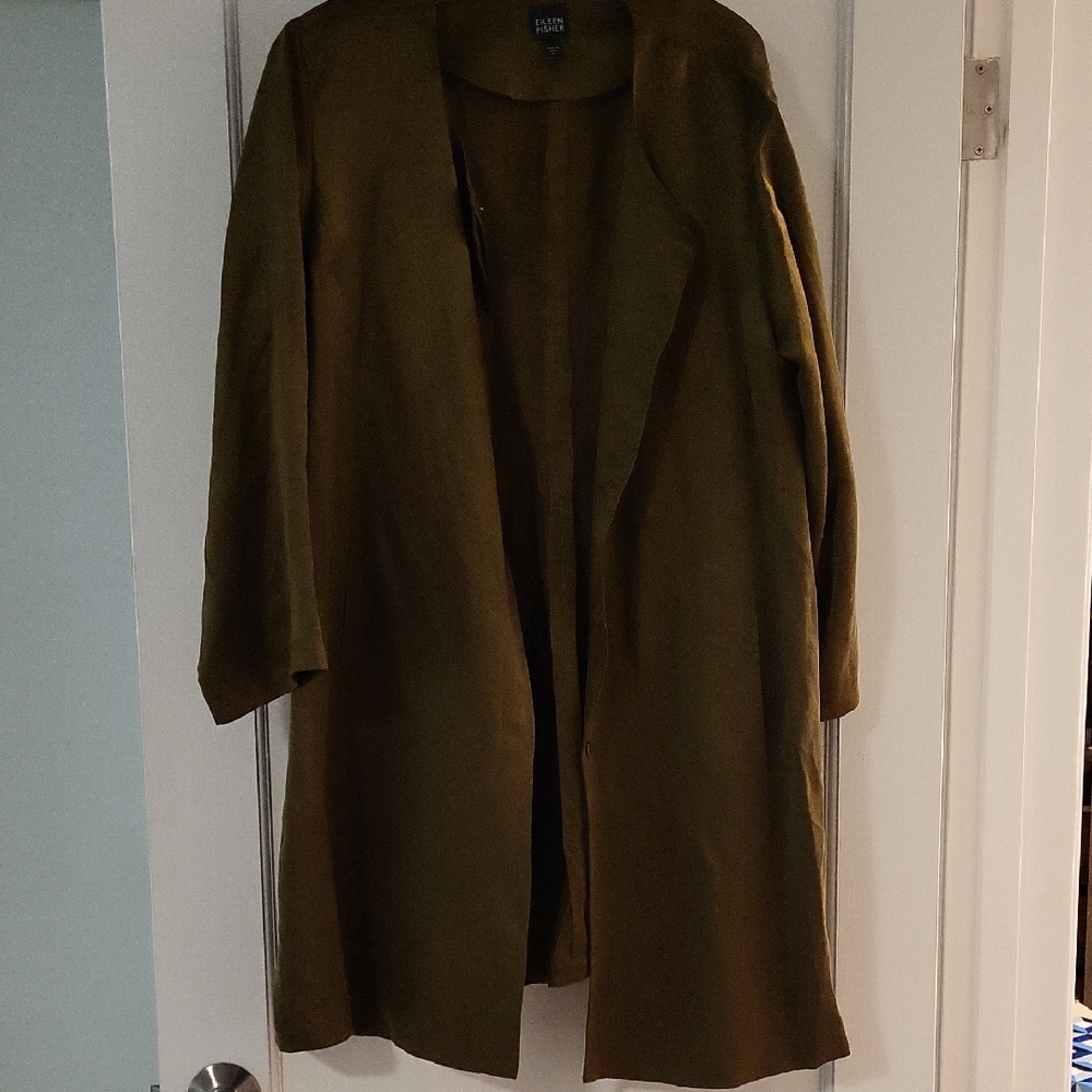 Eileen Fisher Olive Color Silk/linen Jacket